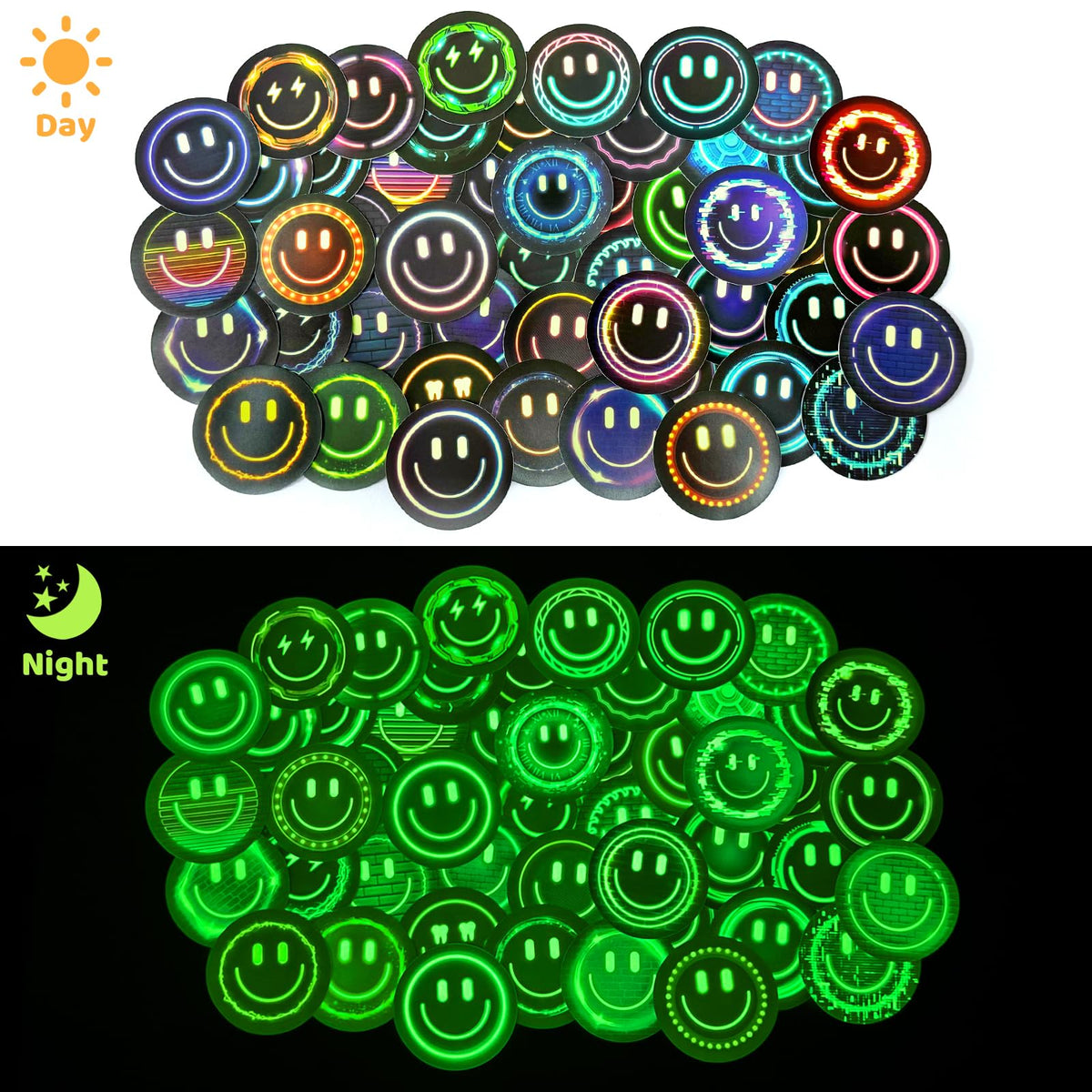 100PCS Smile Neon Stickers