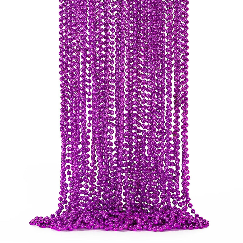 EOBOH Mardi Gras Beads, 12PCS Bead Necklace Party Favors, Metallic 6 Kinds of 33" Beaded Necklaces Costumes Stuff, Festival Parade Throw Accessory Sets for Mardi Gras Celebrations Decorations