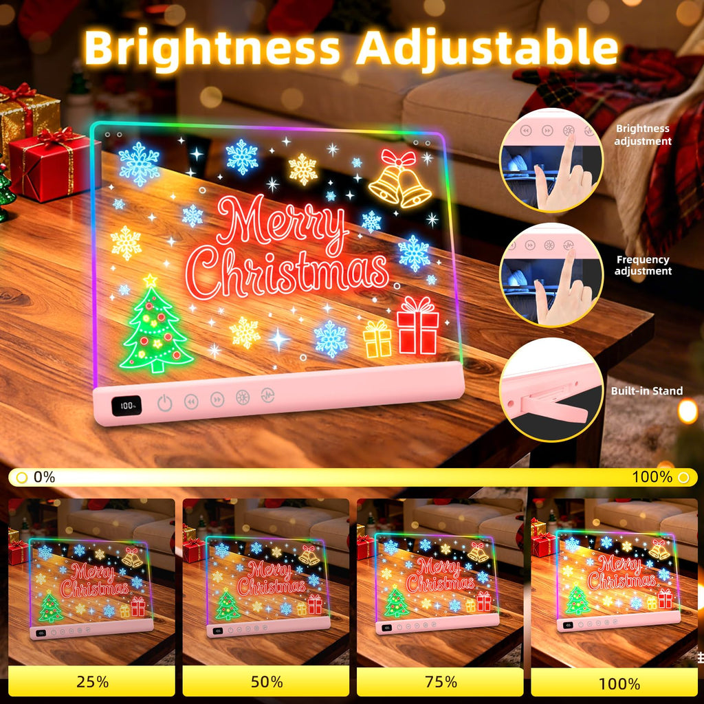 Led Drawing Board with 13 Light Effects, 16" Rechargeable Glow Doodle LED Note Board with Colors, Neon Light Up Drawing Tablet Gifts for Kids for Easter Birthday Christmas Gift Ideas