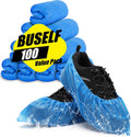 Buself Shoe Covers Disposable Non Slip - Pack of 100 (50 Pairs), Premium Waterproof and Recyclable Shoe Booties Covers for Indoors, Fits Up To 11 US Men and 13 US Women Size