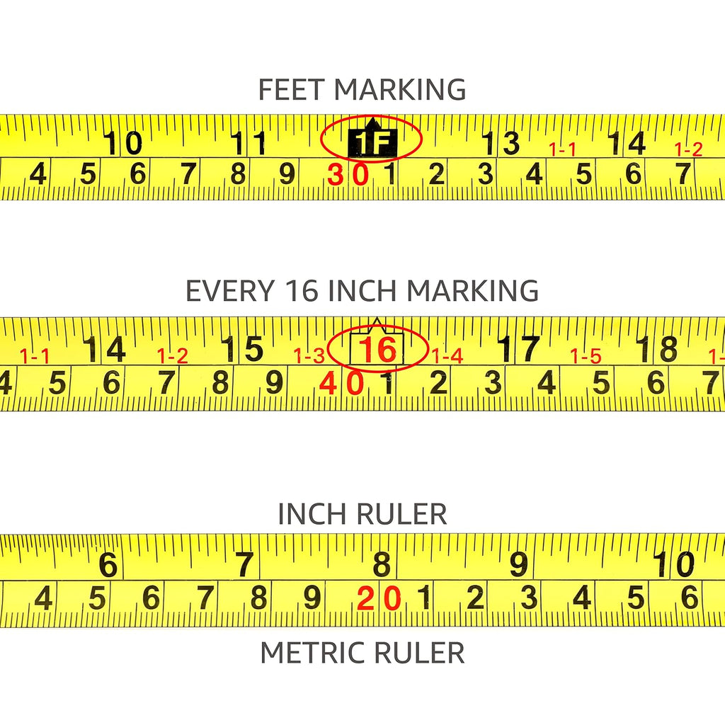 Amazon Basics Retractable Tape Measure with Metric and SAE Measurements, 16ft/5m, Belt Clip, Readable, Pink
