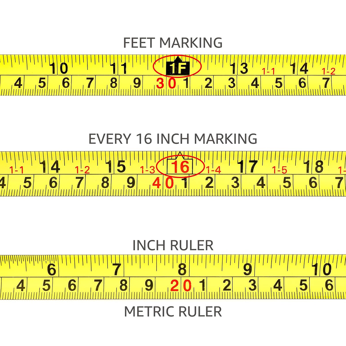 Amazon Basics Retractable Tape Measure with Metric and SAE Measurements, 16ft/5m, Belt Clip, Readable, Pink