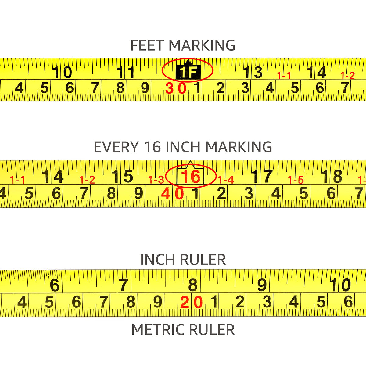 Amazon Basics Retractable Tape Measure with Metric and SAE Measurements, 16ft/5m, Belt Clip, Readable, Pink