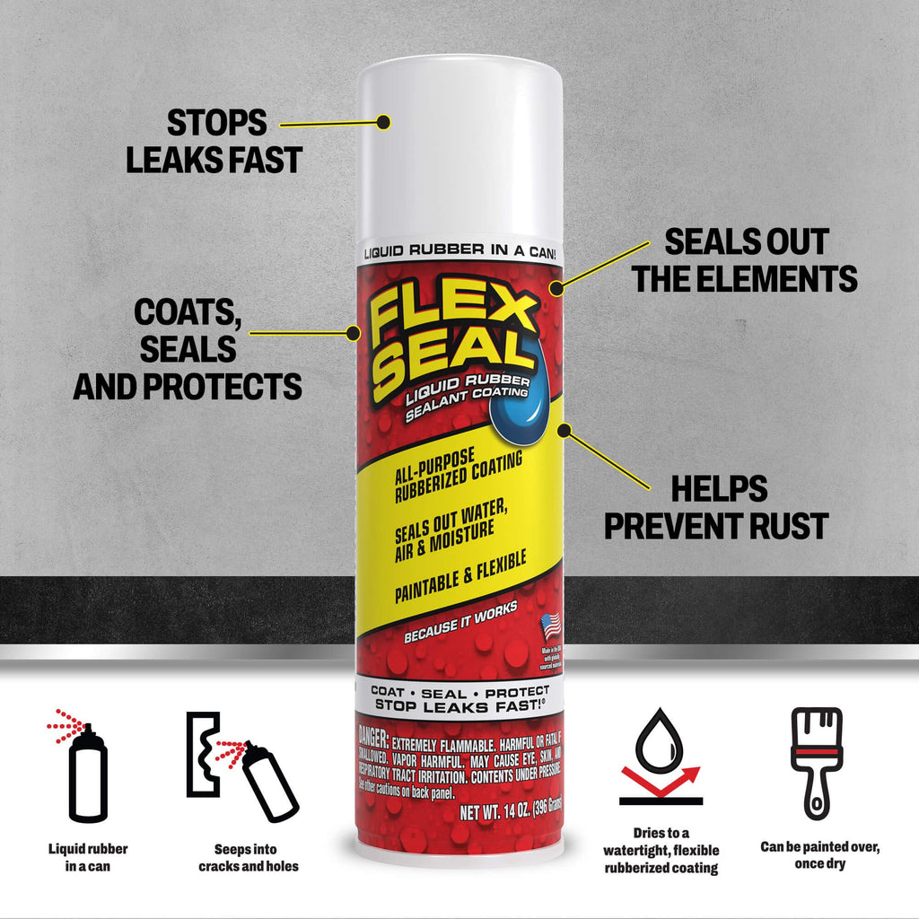 Flex Seal Spray Rubber Sealant Coating, Waterproof, Clear, 17 oz, 2-Pack