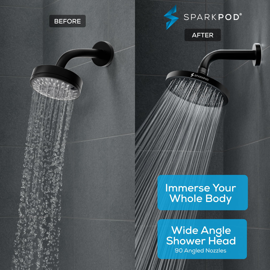 SparkPod Rain Shower Head, 6 Inch Round, Luxury Polished Chrome Finish