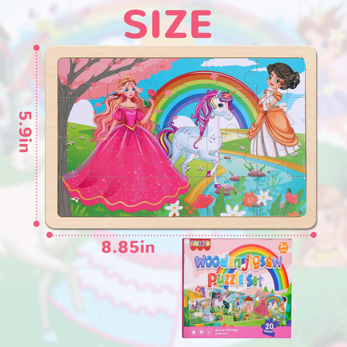 Wooden Educational Jigsaw Puzzles for Preschool Kids Ages 3-5, 4-Pack with 20 Pieces Dinosaur, Space, Transportation Wood Puzzles Set, Kids Brain Teaser Toys, Gifts for Boys Girls Ages 3 4 5 6