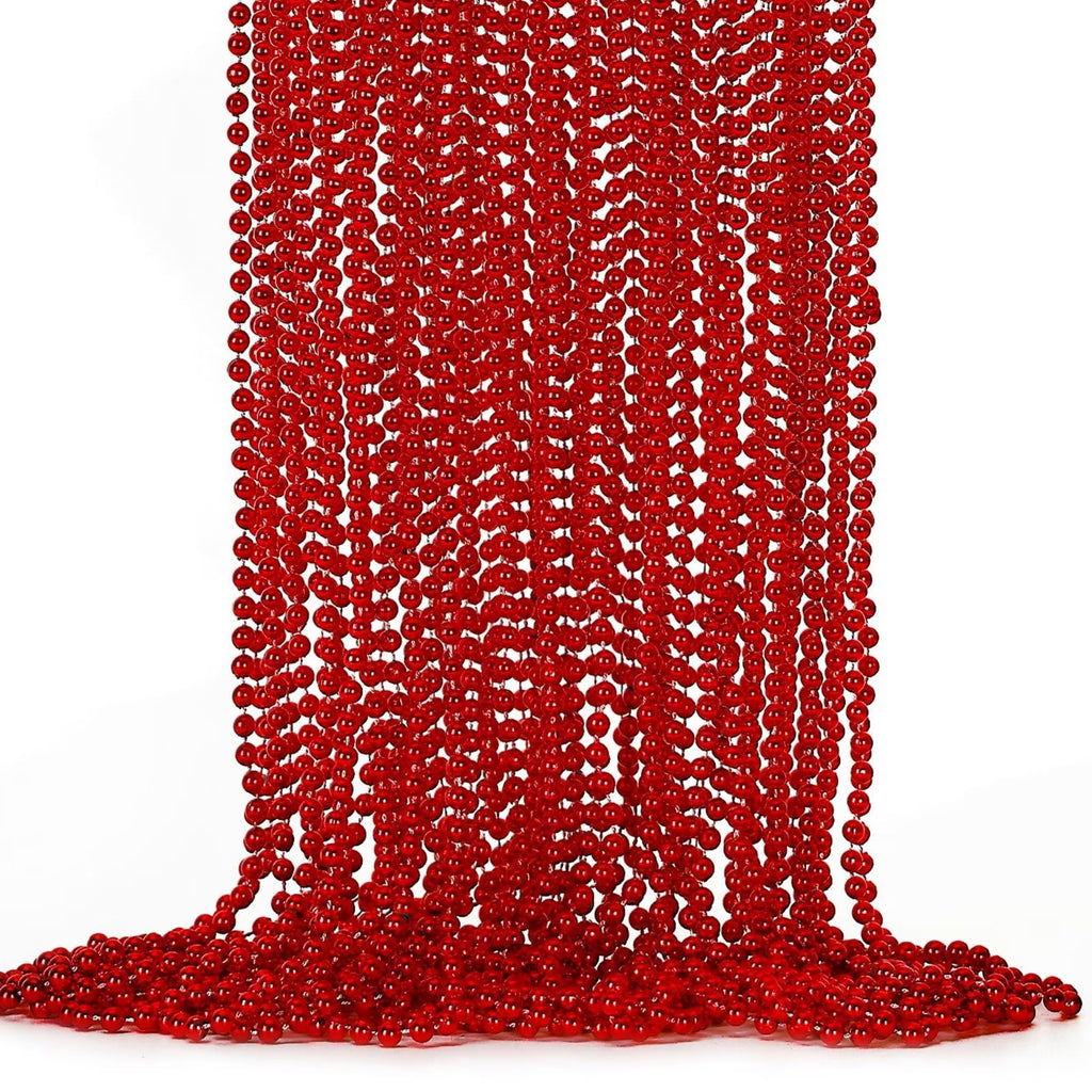 EOBOH Mardi Gras Beads, 12PCS Bead Necklace Party Favors, Metallic 6 Kinds of 33" Beaded Necklaces Costumes Stuff, Festival Parade Throw Accessory Sets for Mardi Gras Celebrations Decorations
