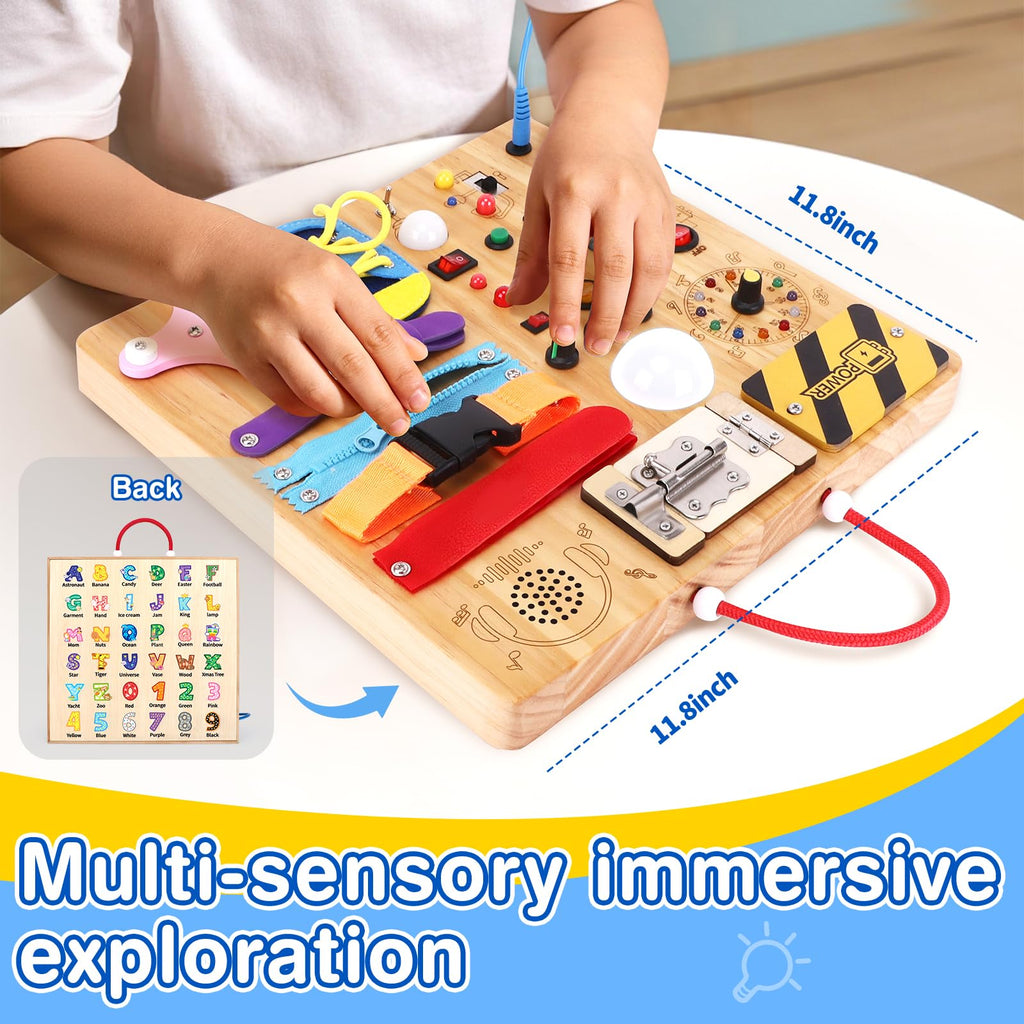 Grarain Busy Board for Toddlers - Montessori Educational Toy for 1-3 Year Old Boys & Girls | Travel-Friendly Sensory Learning Activity | Ideal for Kids with Autism(Unicorn Busy Board v2)