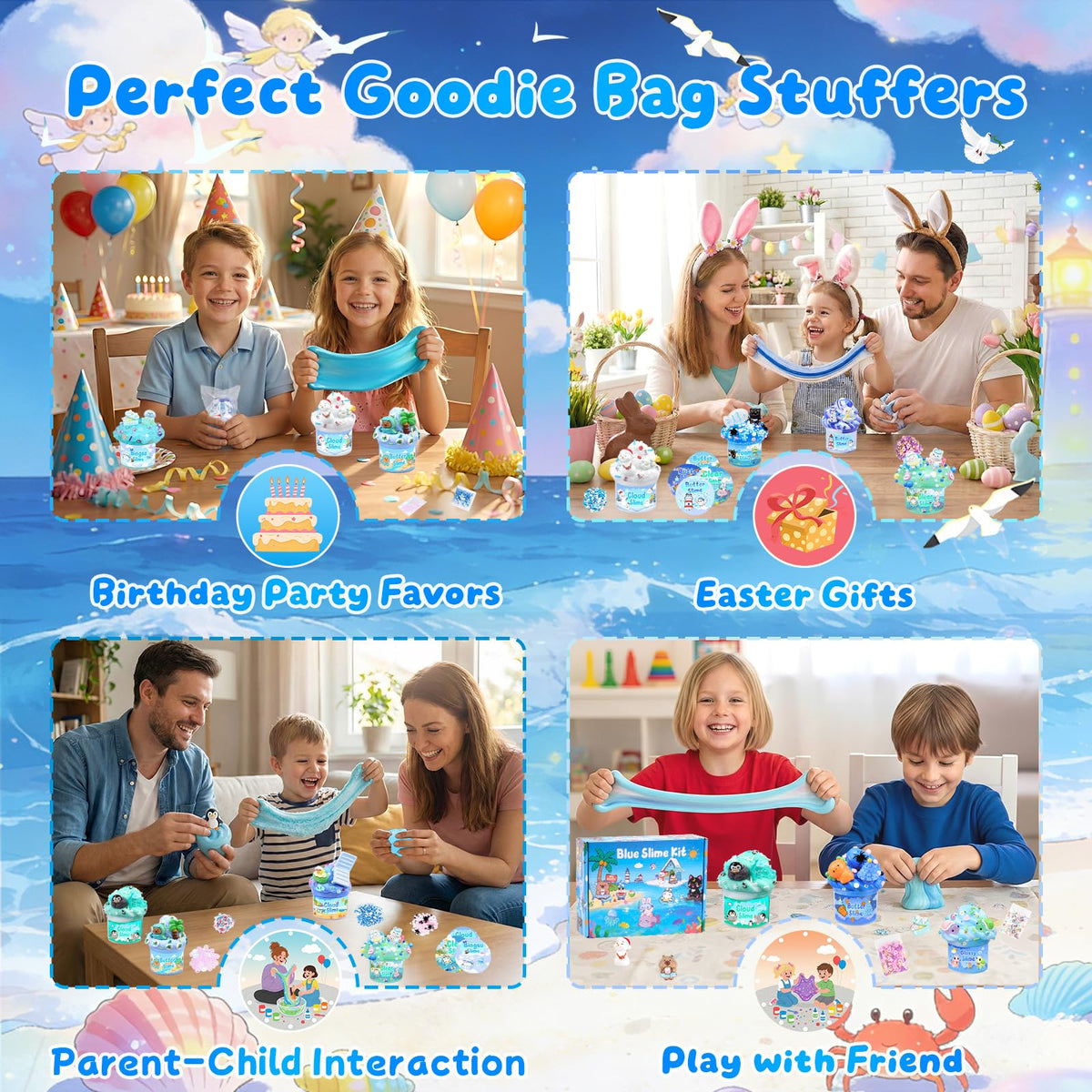 6-Pack Pink Slime Kit for Girls, Cloud Butter Squishy Birthday Gift Set