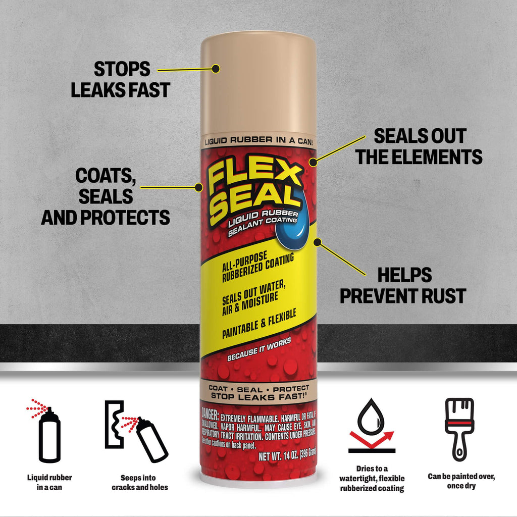 Flex Seal Spray Rubber Sealant Coating, Waterproof, Clear, 17 oz, 2-Pack