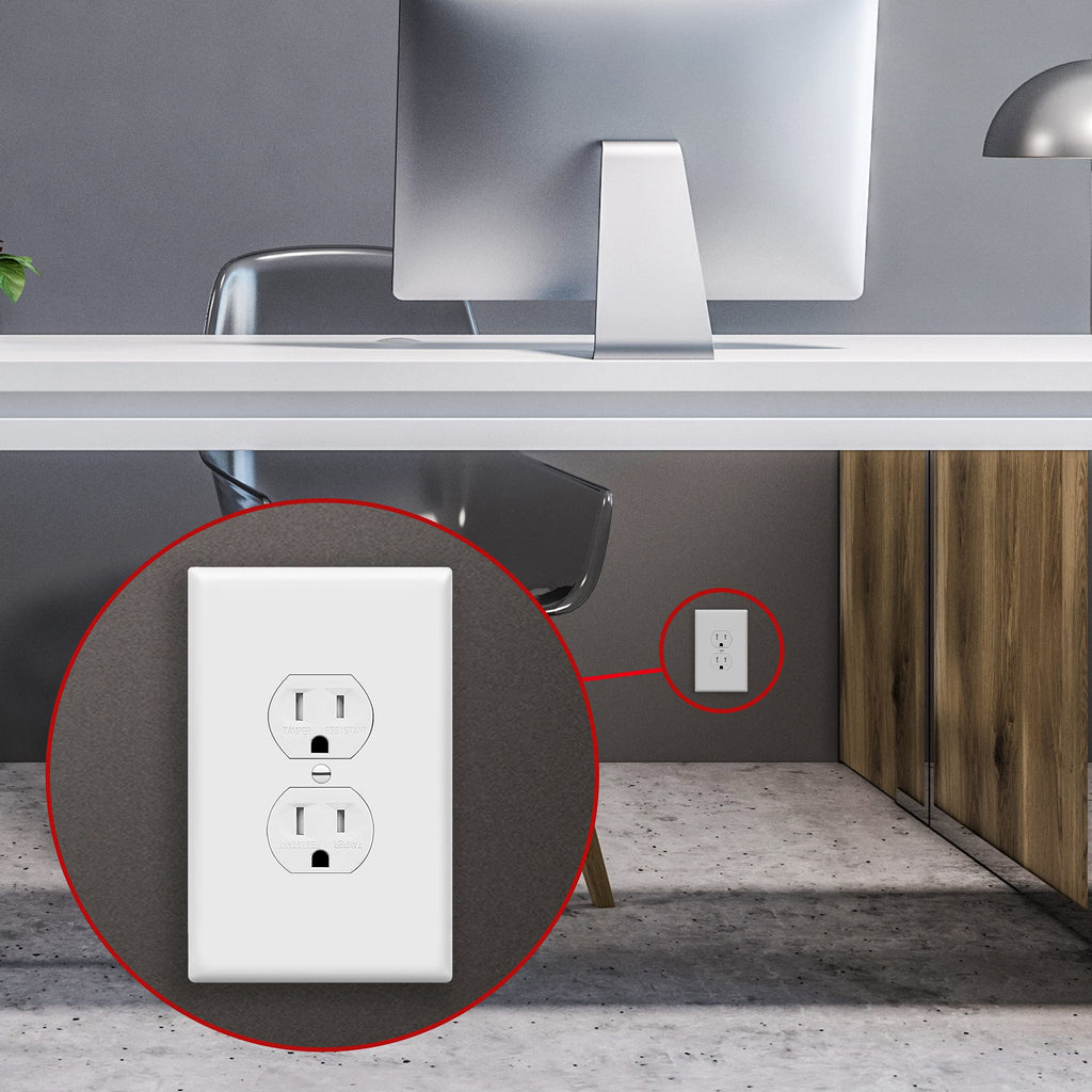 ENERLITES 10 Pack Outlet Covers Wall Plate for Duplex Receptacle, White