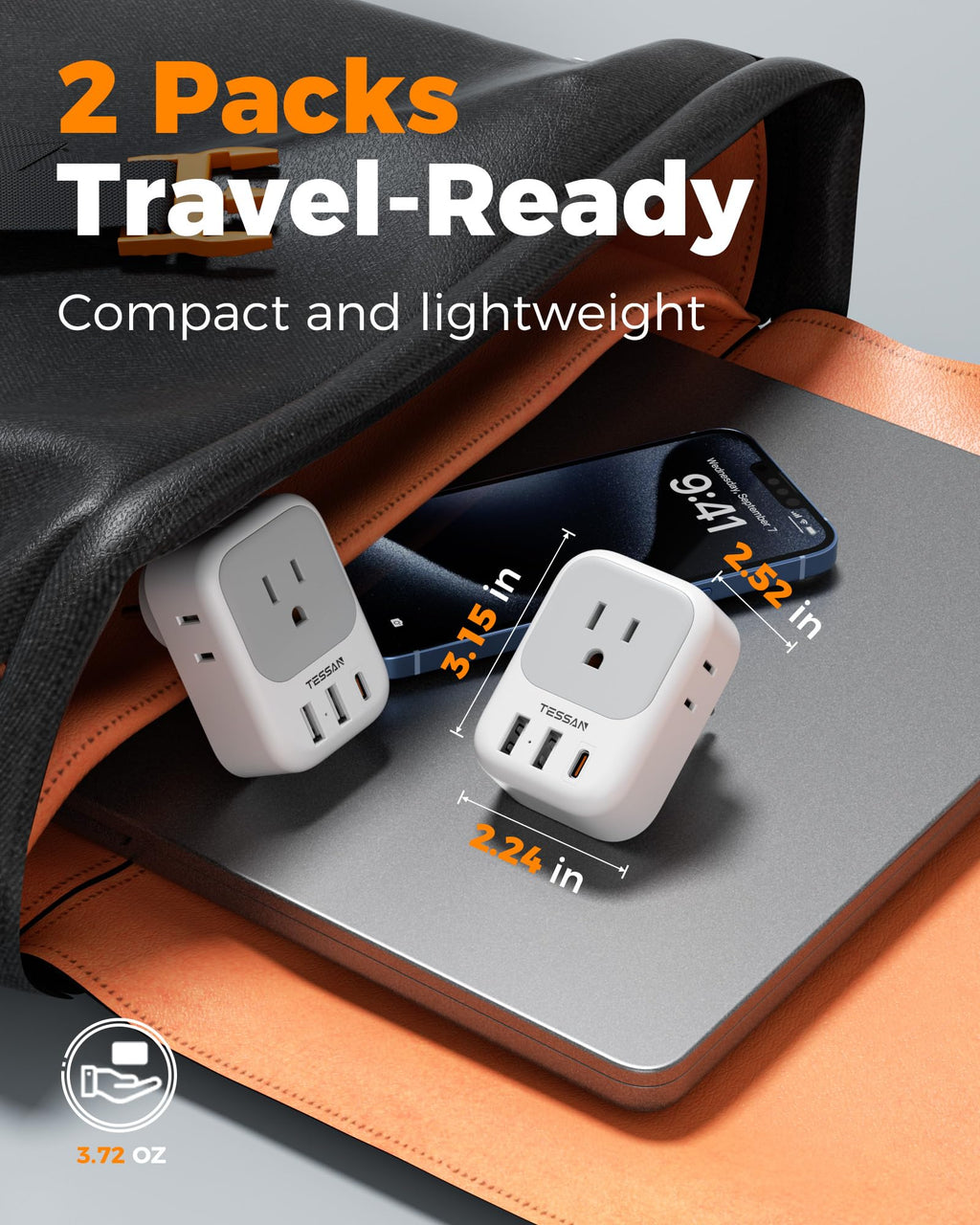 TESSAN European Travel Plug Adapter 2 Pack, Type C Plug