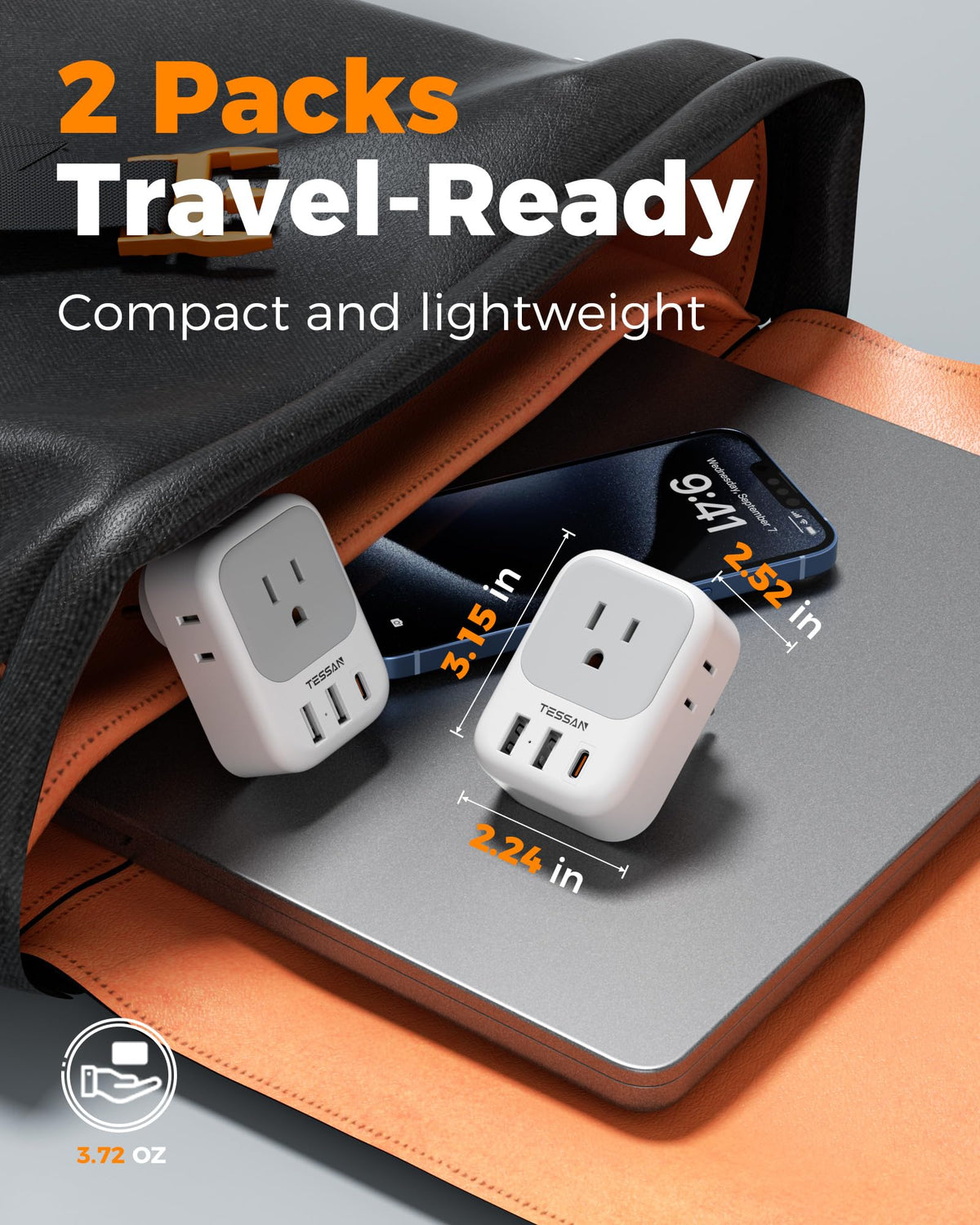 TESSAN European Travel Plug Adapter 2 Pack, Type C Plug