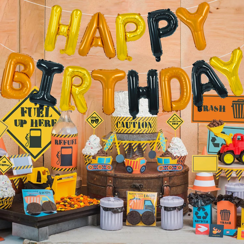 TONIFUL 16 Inch Yellow White Gingham Happy Birthday Foil Balloon