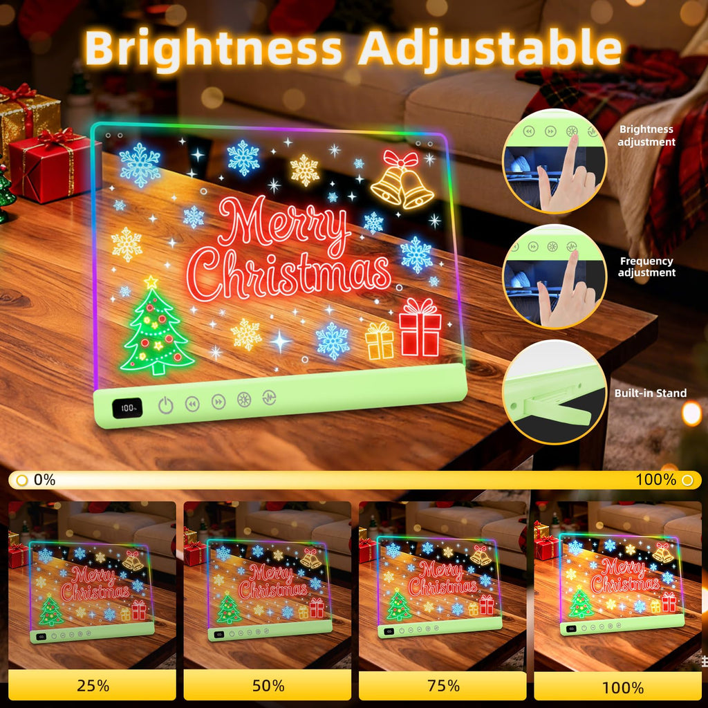 Led Drawing Board with 13 Light Effects, 16" Rechargeable Glow Doodle LED Note Board with Colors, Neon Light Up Drawing Tablet Gifts for Kids for Easter Birthday Christmas Gift Ideas