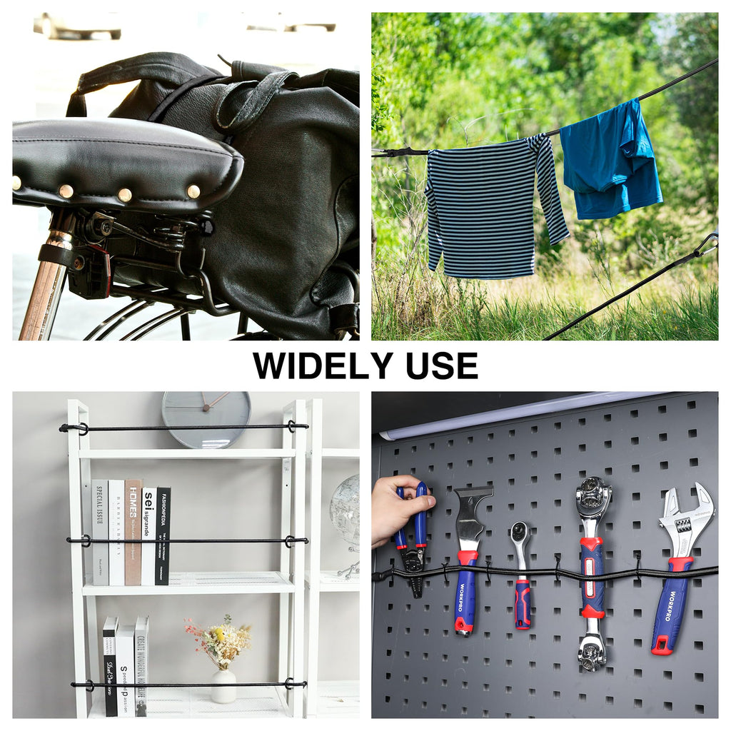 WORKPRO 24" Bungee Cords with Hooks, 4 Pack Heavy Duty Outdoor Bungee Strap