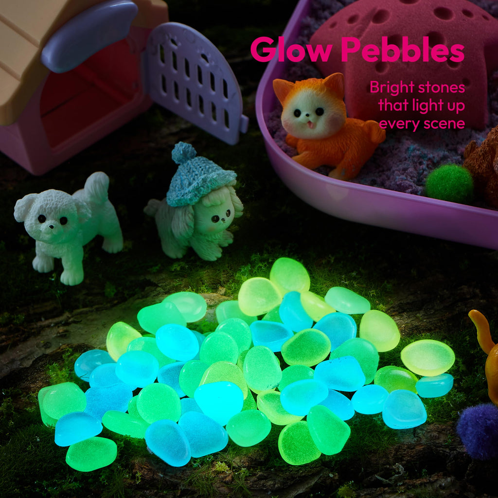 JOVA Klever Kits Construction Sensory Bin for Kids with Glow in The Dark Stones, Sandbox with Lid Castle Building kit, Preschool Learning Activities Gifts for Boys Girls Age 3+
