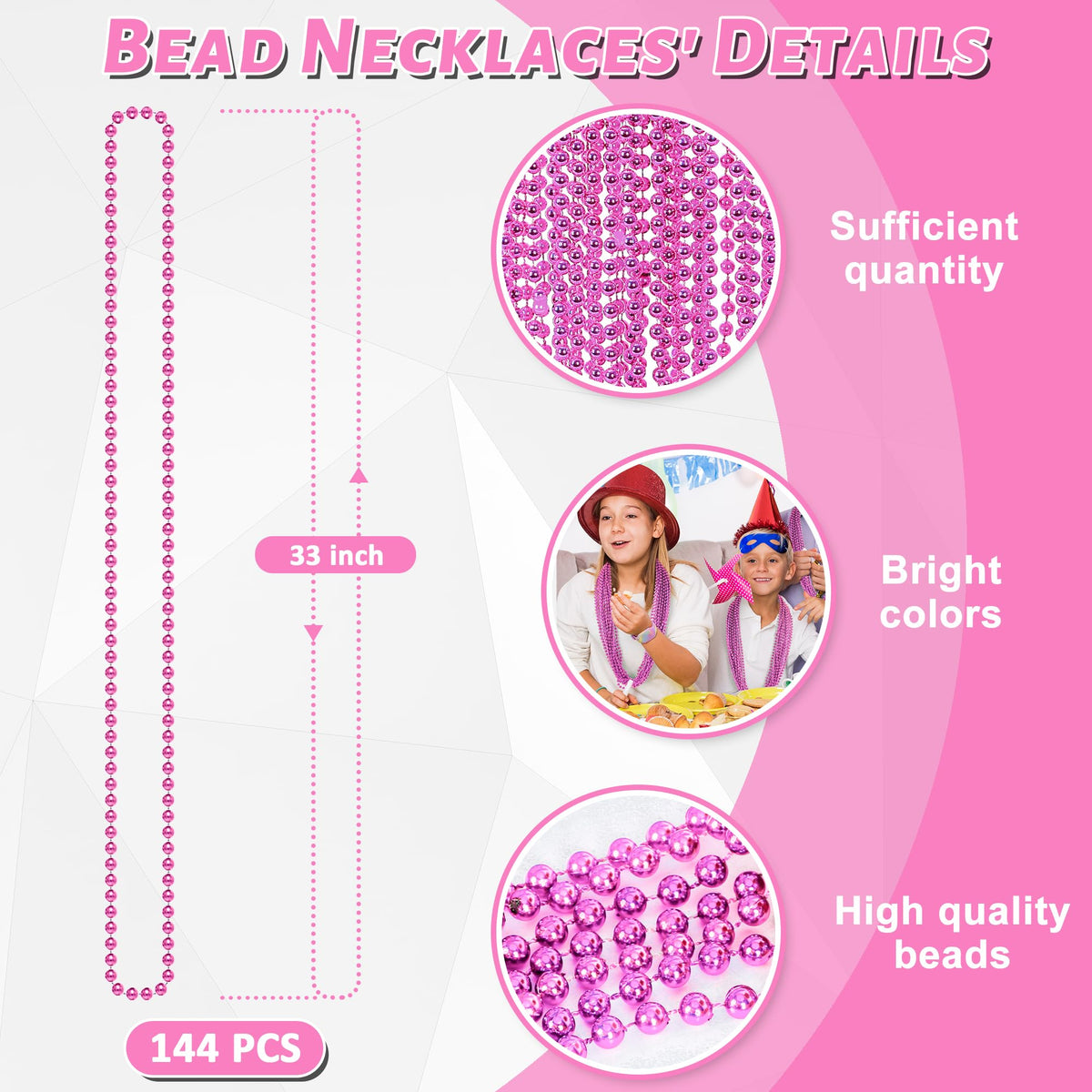 EOBOH Mardi Gras Beads, 12PCS Bead Necklace Party Favors, Metallic 6 Kinds of 33" Beaded Necklaces Costumes Stuff, Festival Parade Throw Accessory Sets for Mardi Gras Celebrations Decorations