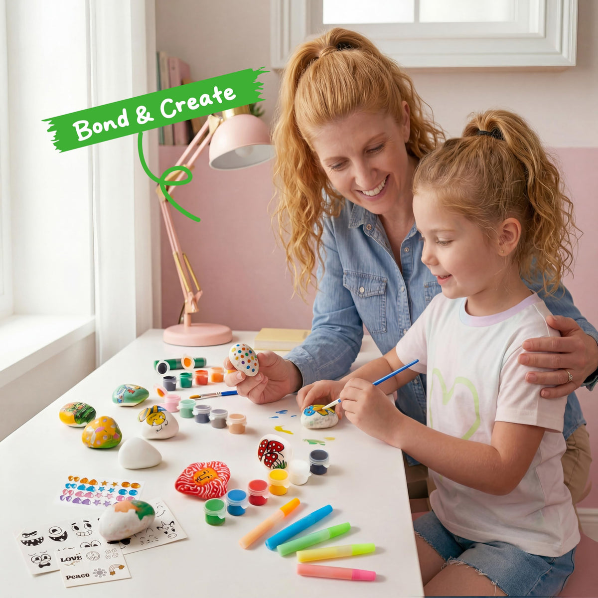JOYIN Rock Painting Kit for Kids, Arts and Crafts for Girls & Boys Ages 6-12, DIY Supplies for Painting Rocks, Easter Craft Kits Art Set, Kids Birthday Christmas Presents, Family Indoor Activity