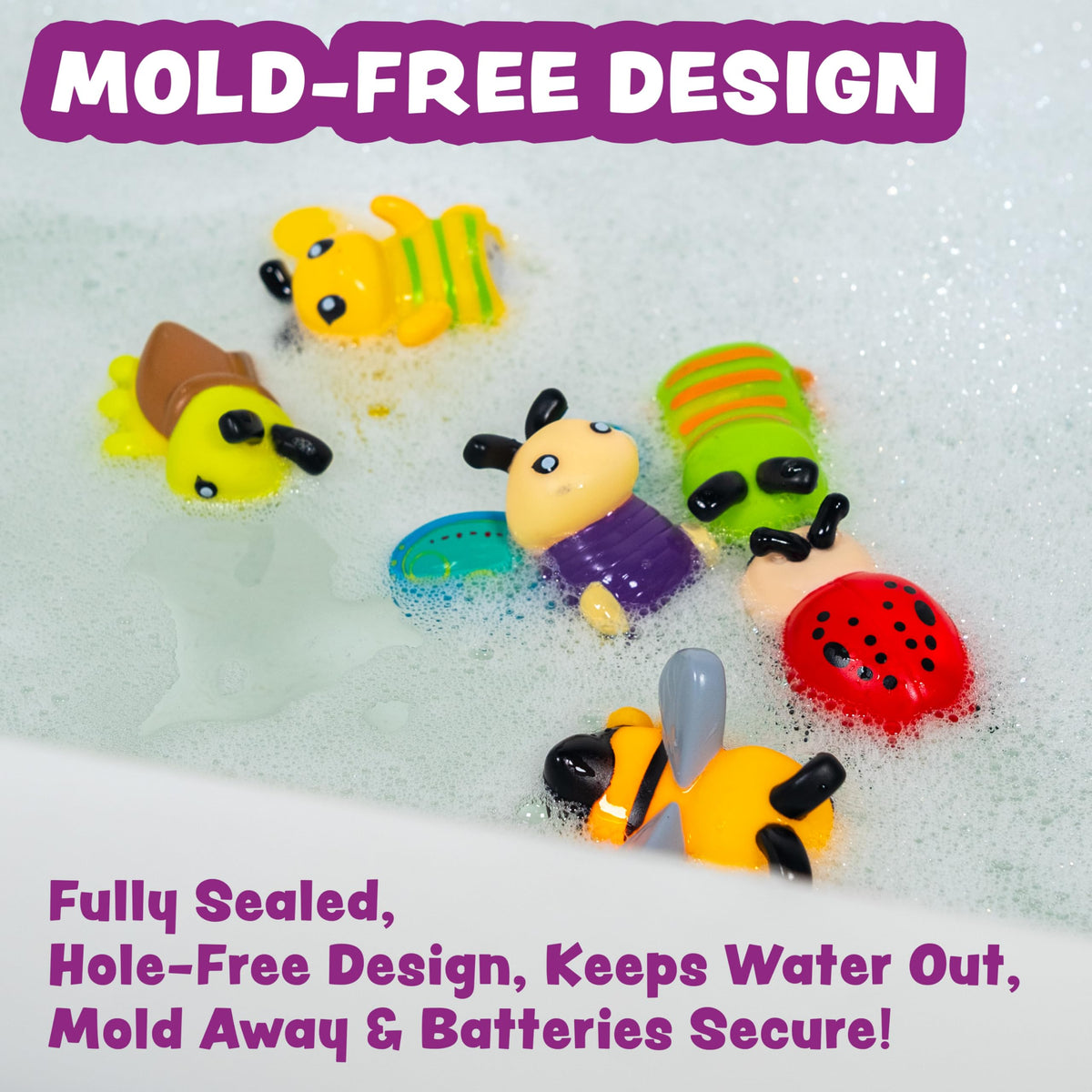 Tub Works® Ocean Rescue™ Vehicles Light Up Bath Toys, 6 Pack | Water-Activated Light Up Toys Flash & Change Color | Easy-Grip Baby & Toddler Bath Toys | Sensory Toys with Bath Lights for Kids Bath