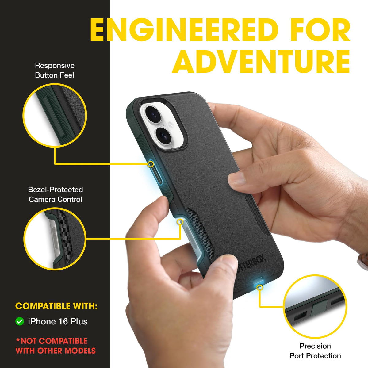 OtterBox iPhone 16 Commuter Series Case - Baby Blue Jeans, Thin & Protective iPhone Case, Dual-Layer, Impact Absorbing iPhone Case