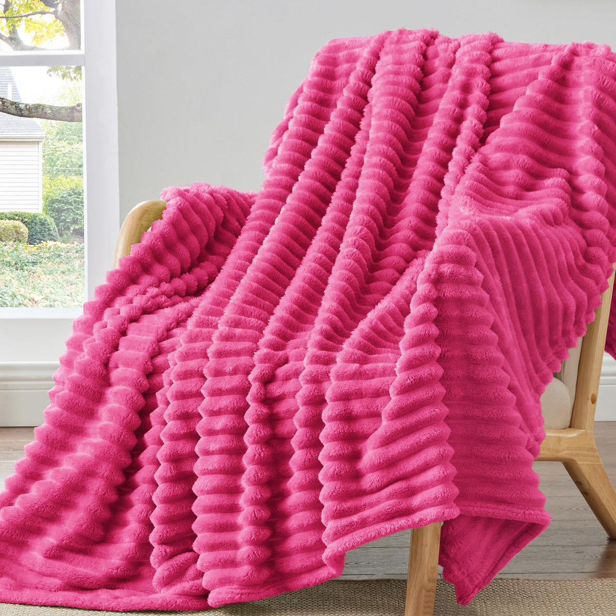 BEDELITE Ribbed Full Size Blanket for Bed, Olive Green, 84"x90"