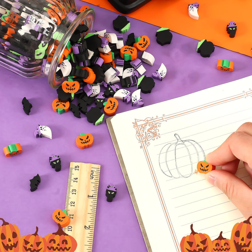 JUNEBRUSHS 150Pcs Fall Mini Erasers, Cute Thanksgiving Erasers Bulk