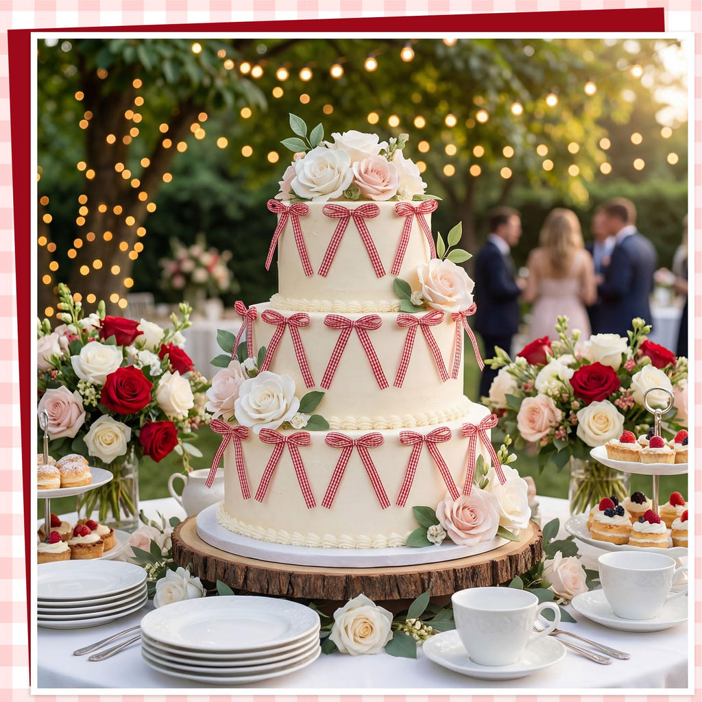 30 Pack Bow Cake Toppers Pink Ribbon Bows for Cake Back to School Decor