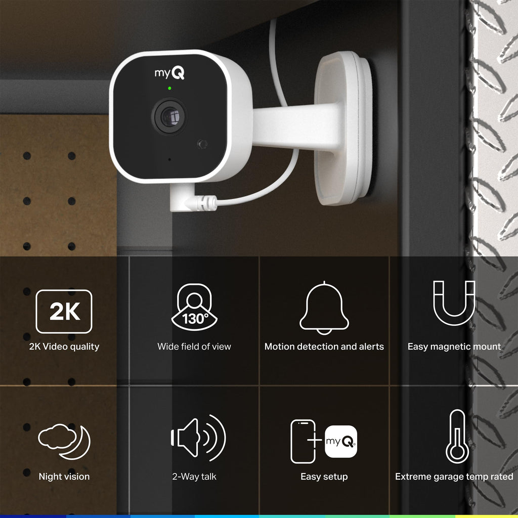 myQ Smart Garage Door Video Keypad with Wide-Angle Camera,Customizable PIN Codes,and Smartphone Control–Take Charge of Your Garage Access Works with Chamberlain, LiftMaster and Craftsman openers,White