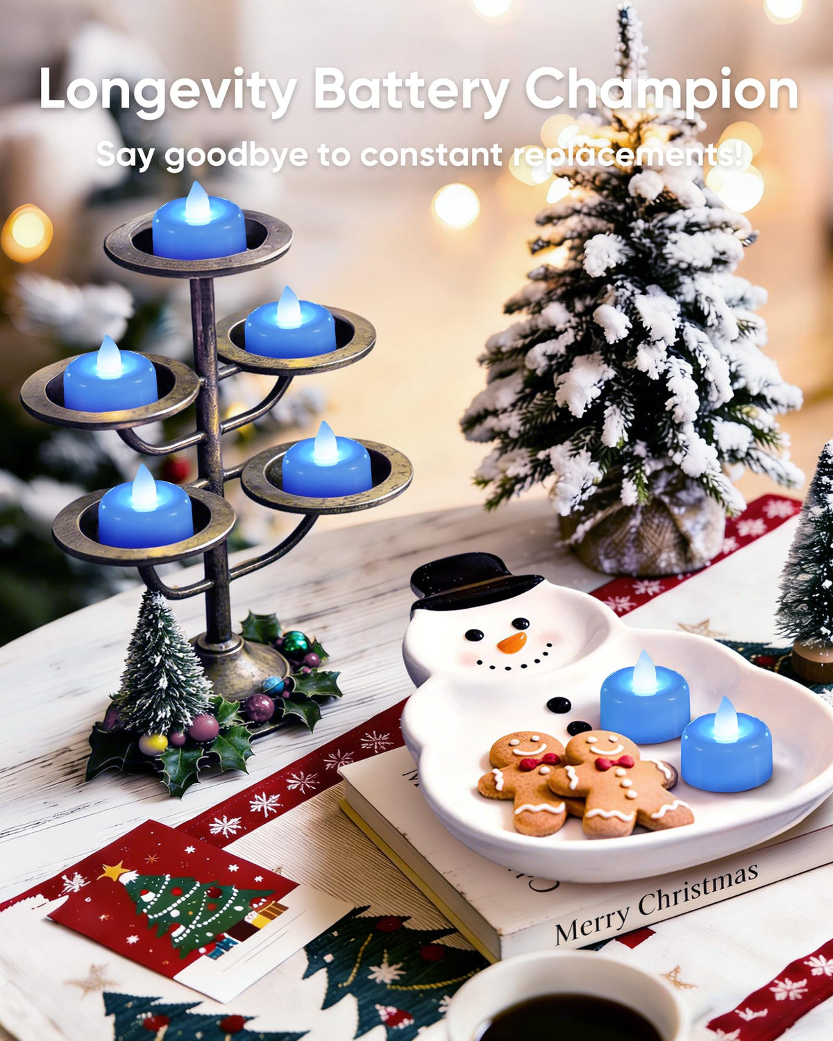 Amagic 12Pack Blue Flameless LED Tea Lights Candles Battery Operated