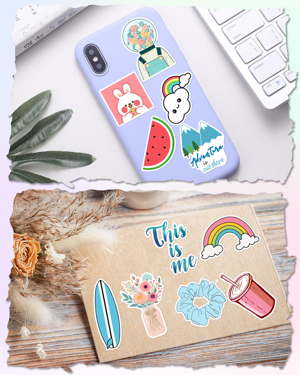 600 Pcs/Pack Water Bottle Stickers for Kids, Cute Vinyl Waterproof Stickers