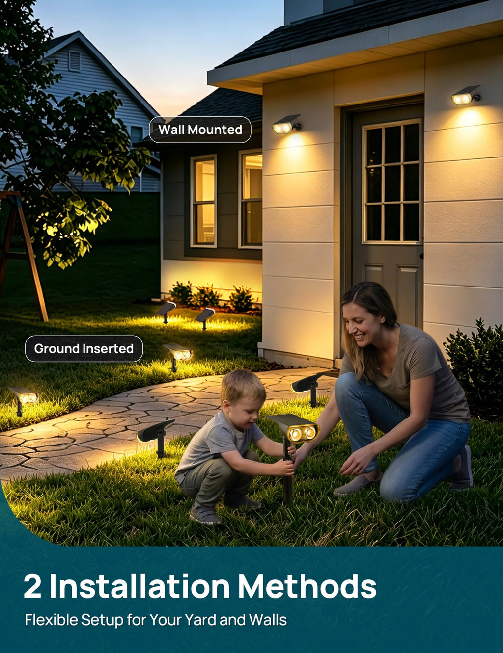 Linkind Halloween Solar Lights Outdoor Spotlight Waterproof RGB 2 Pack