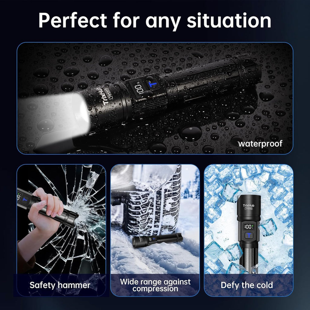 TrixHub Rechargeable Flashlights 3 Pack Super Bright High Lumens Flashlight