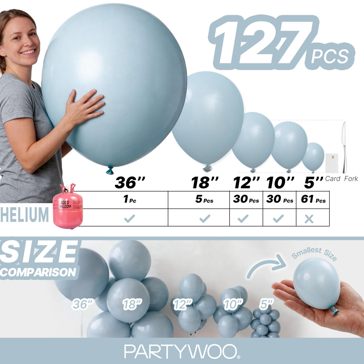 PartyWoo Lavender Balloons 127pcs Light Pastel Purple Lilac Different Sizes