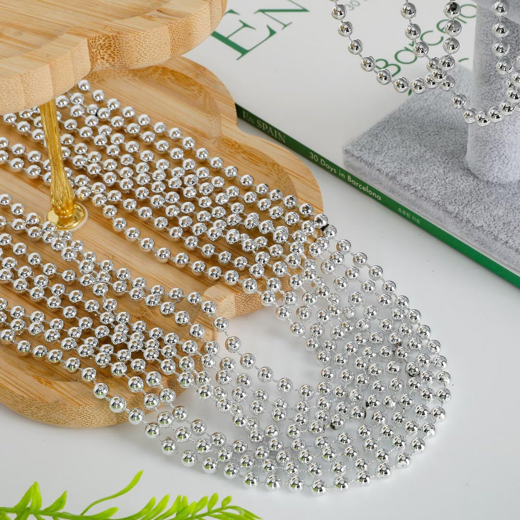 EOBOH Mardi Gras Beads, 12PCS Bead Necklace Party Favors, Metallic 6 Kinds of 33" Beaded Necklaces Costumes Stuff, Festival Parade Throw Accessory Sets for Mardi Gras Celebrations Decorations