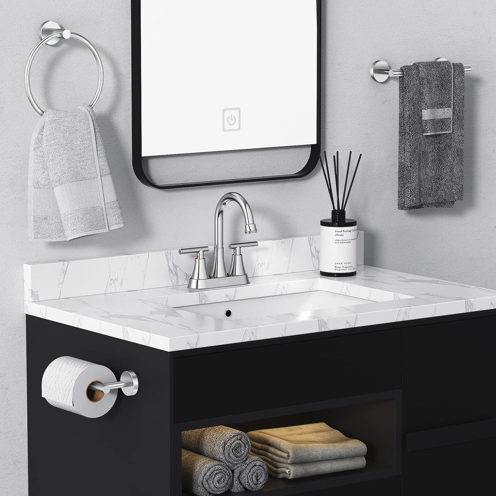 Matte Black Bathroom Faucet, Hurran 4 inch Centerset 2-Handle Lead-Free
