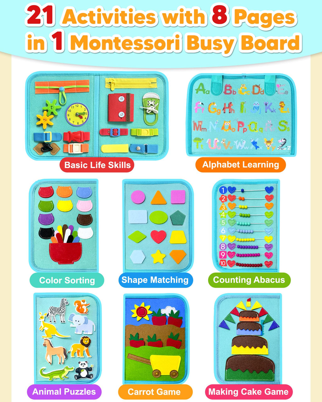 Exorany Busy Board Montessori Toys for Toddler Boy Girl Gifts Busy Book