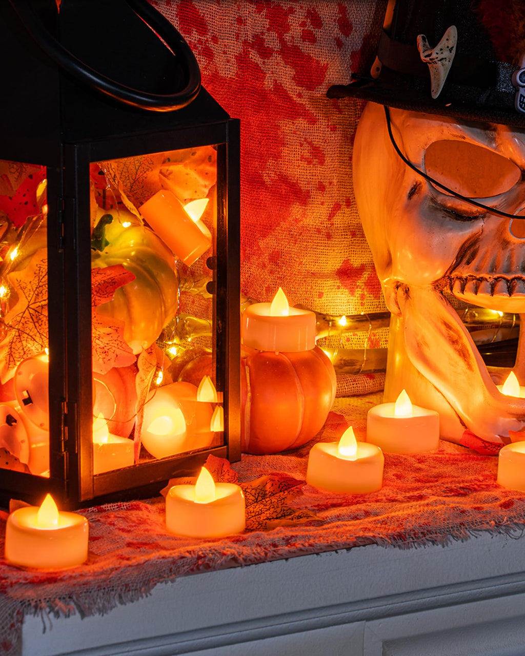 merrynights LED Candles, Tea Lights Candles Battery Operated Bulk, 24-Pack Long-Lasting 200 Hours Flameless Tealight Candles, Realistic Tea Lights for Halloween Christmas Wedding, 1.5'' D X 1.25'' H