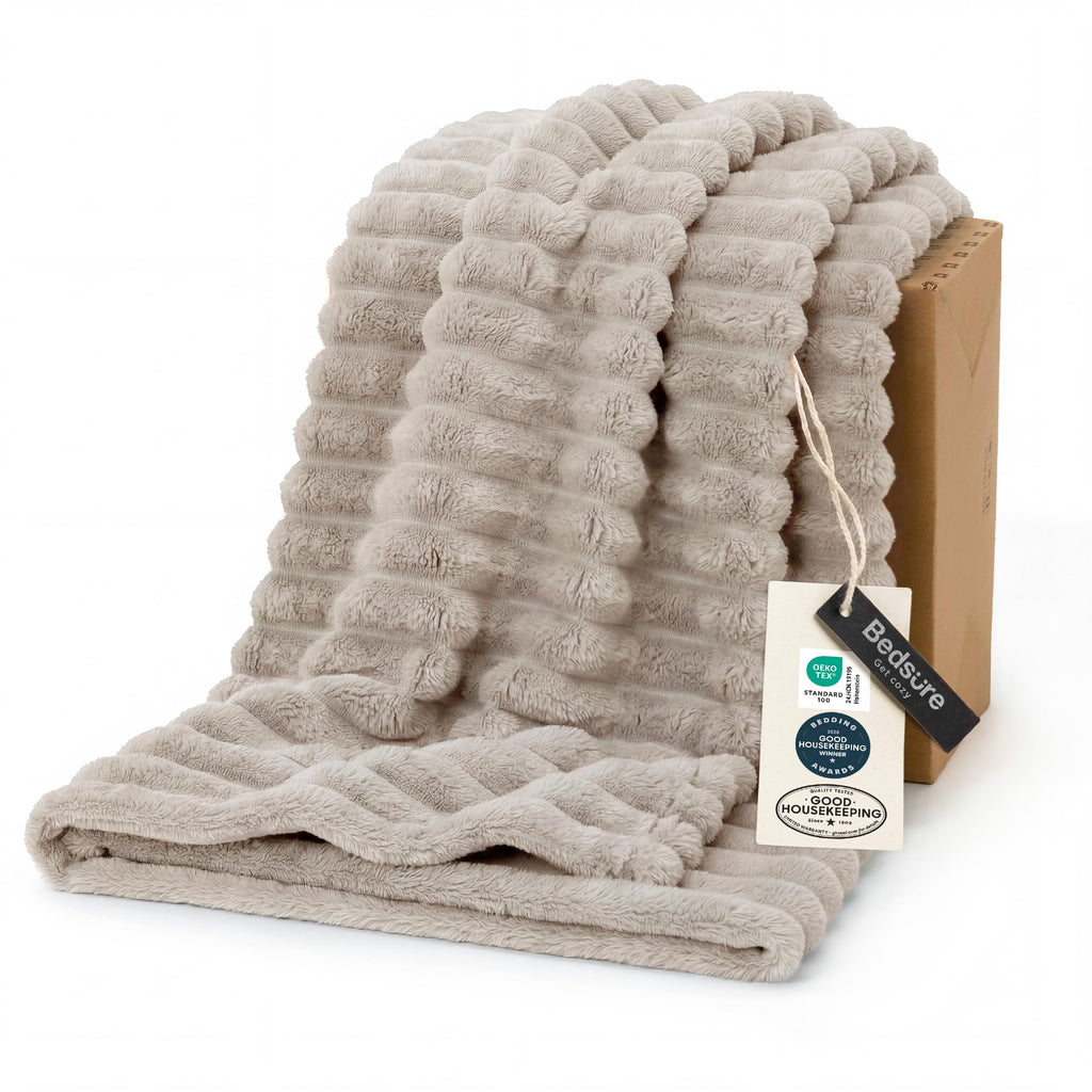 Bedsure GentleSoft White Throw Blanket for Couch - Halloween Fall Decorations for Home Living Room Decor, Cozy Fleece Fall Christmas Blanket, Birthday Gifts for Women Mom Her, Off White, 50x60 Inches
