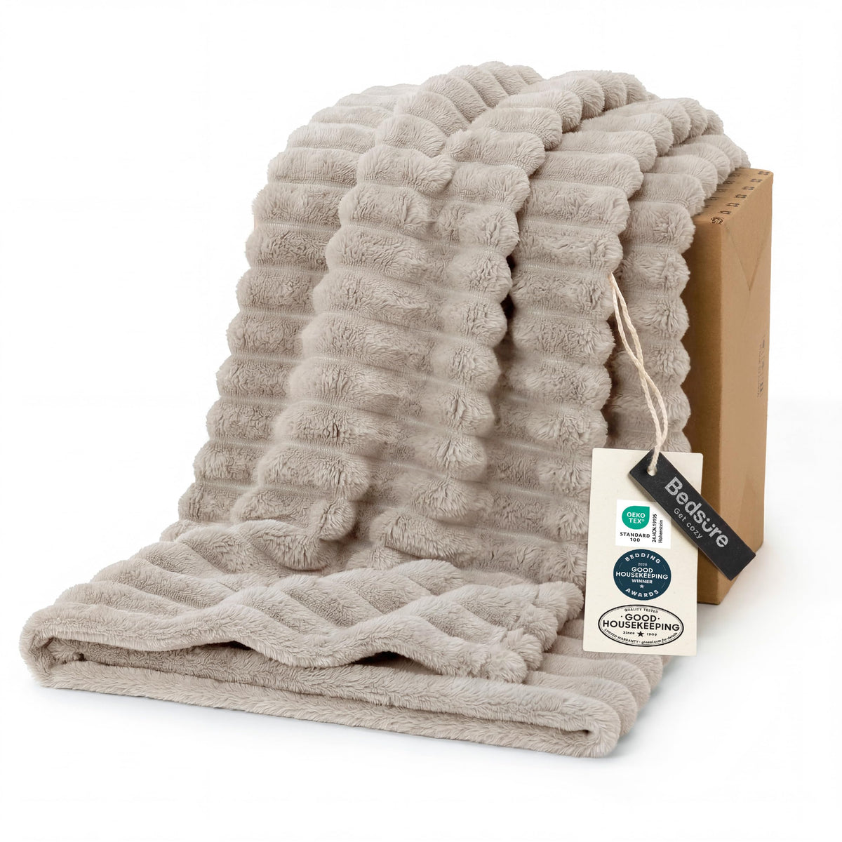 Bedsure GentleSoft White Throw Blanket for Couch - Halloween Fall Decorations for Home Living Room Decor, Cozy Fleece Fall Christmas Blanket, Birthday Gifts for Women Mom Her, Off White, 50x60 Inches