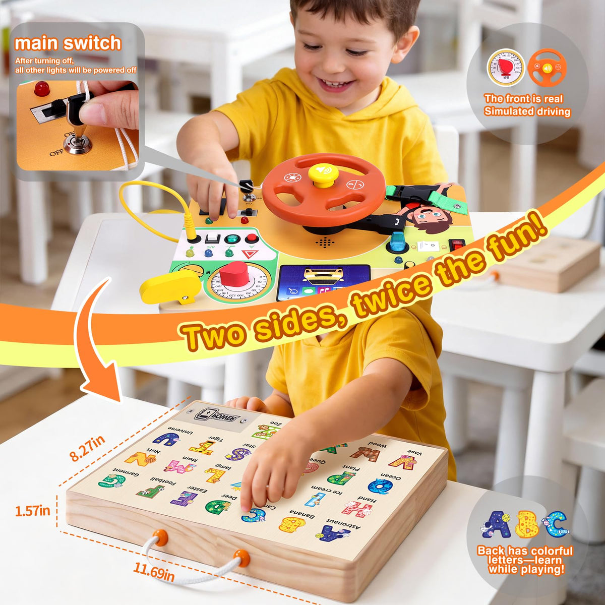 Grarain Busy Board for Toddlers - Montessori Educational Toy for 1-3 Year Old Boys & Girls | Travel-Friendly Sensory Learning Activity | Ideal for Kids with Autism(Unicorn Busy Board v2)