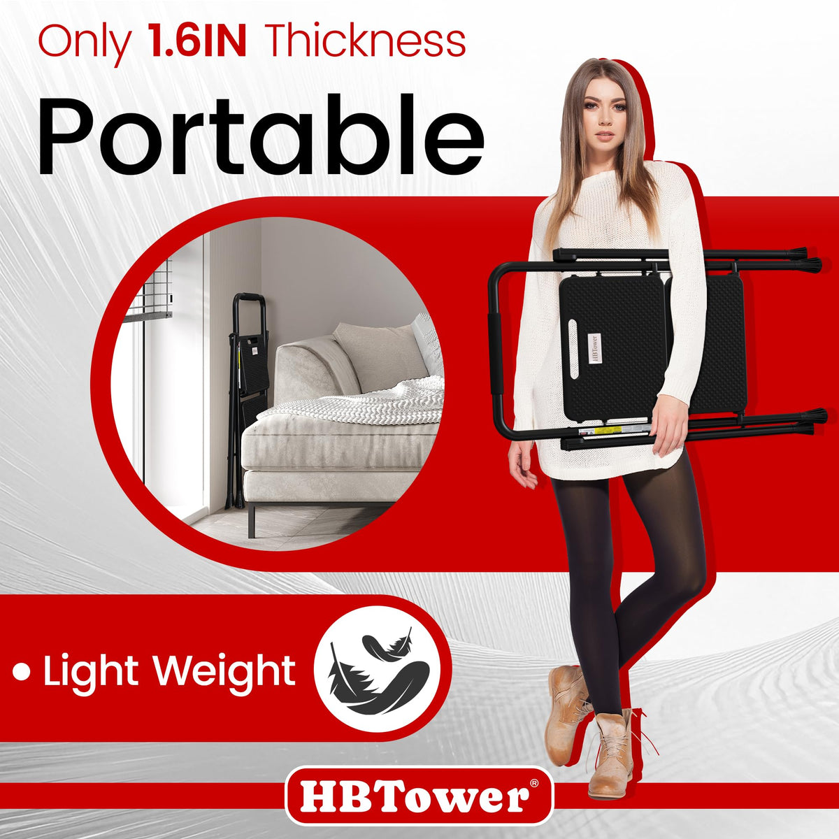 HBTower Step Ladder, Folding Step Stool with Wide Anti-Slip Pedal
