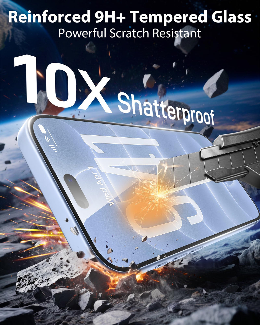 Mkeke Screen Protector for iPhone 17 Pro, 3 Pack 9H+ Tempered Glass