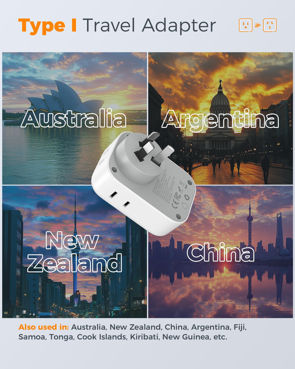 TESSAN European Travel Plug Adapter 2 Pack, Type C Plug