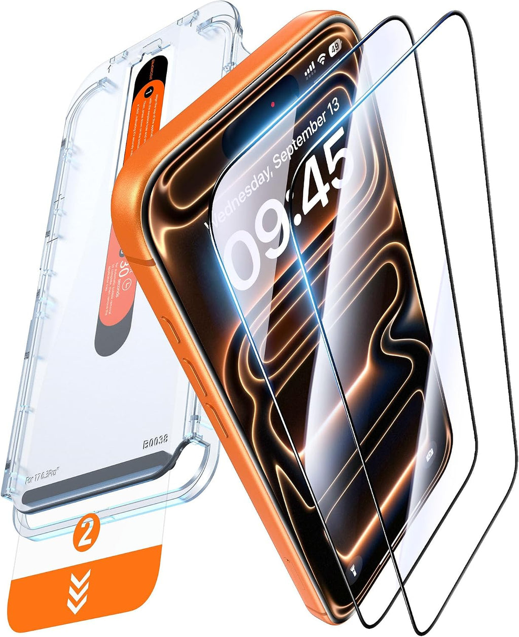 DIMONCOAT Top 9H++ Glass 2 Pack for iPhone 17 Pro Screen Protector 6.3''