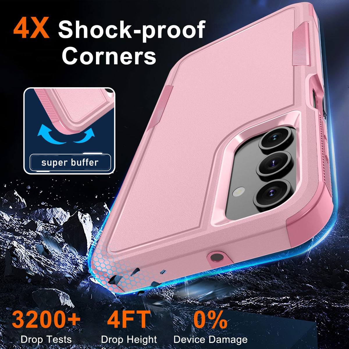 Case for Samsung Galaxy A36/A56/A27,Full Body Heavy Duty Cover,Black Matte
