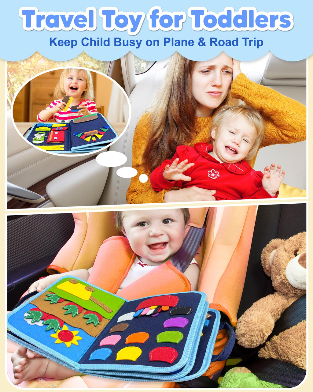 Exorany Busy Board Montessori Toys for Toddler Boy Girl Gifts Busy Book