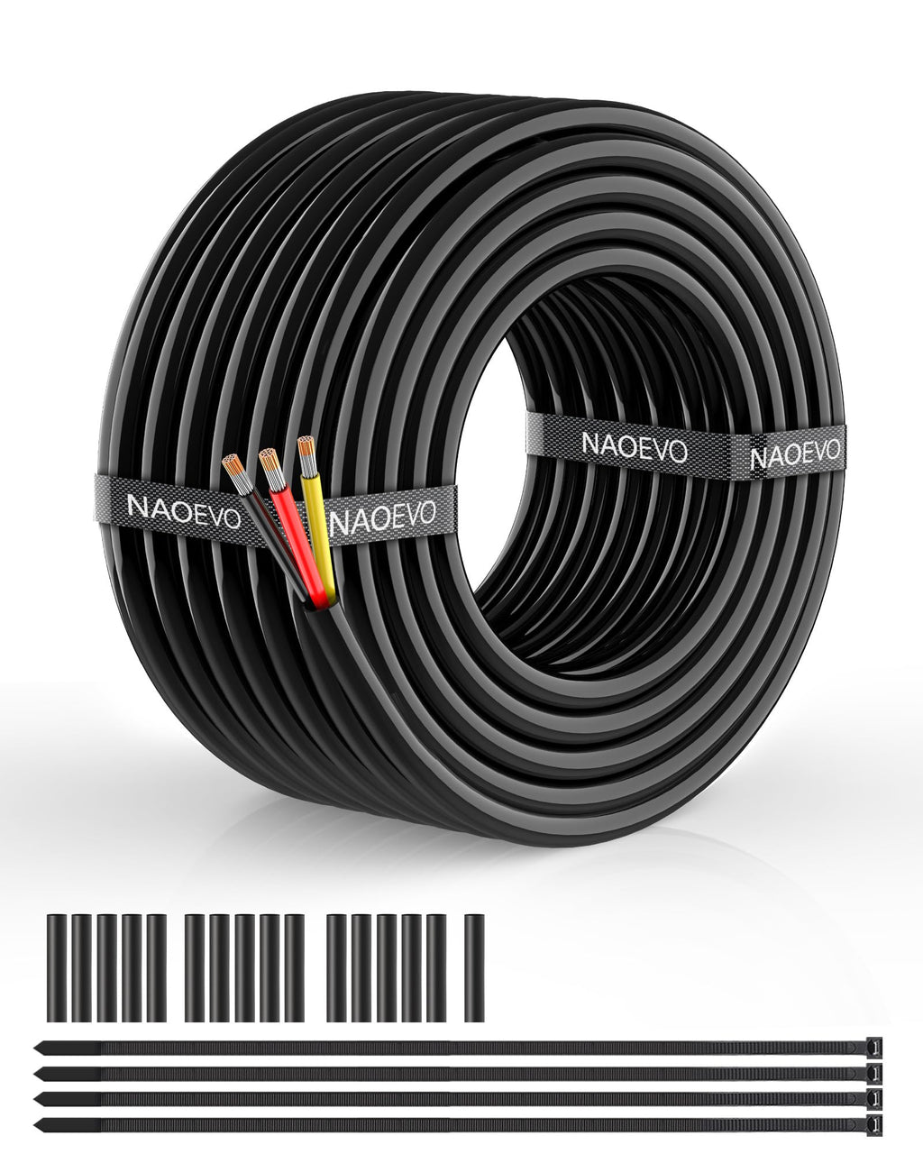 NAOEVO 16 Gauge Wire 4 Conductor, 16 Gauge Automotive Wire 12V Cable, 200FT