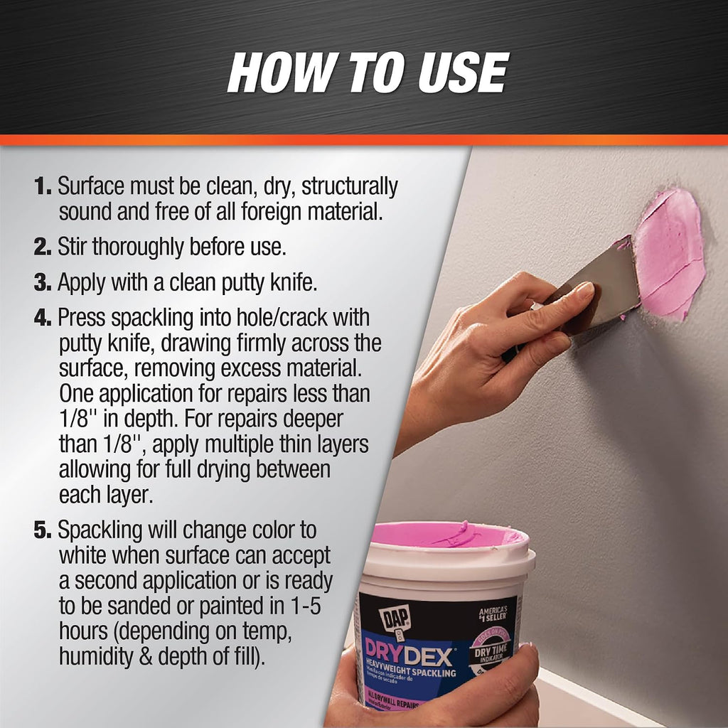 DAP DryDex Dry Time Indicator Spackling, Pink/White, 32 Oz (7079812330)