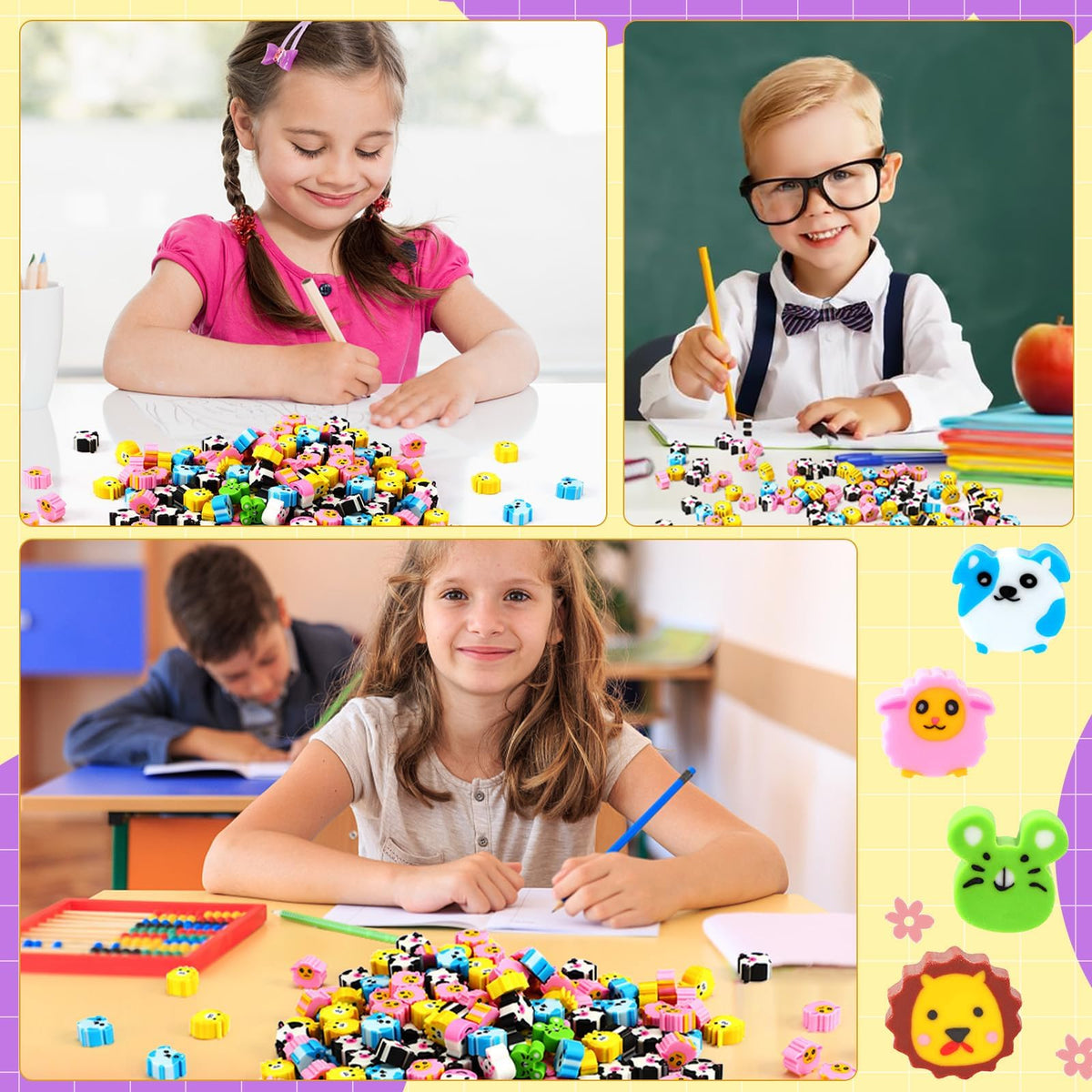 JUNEBRUSHS 150Pcs Fall Mini Erasers, Cute Thanksgiving Erasers Bulk
